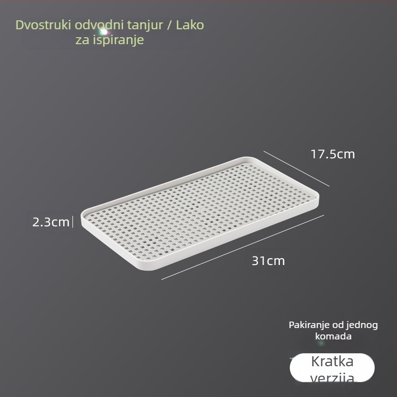 Dvostruko slojna pladnja za čaj s odvodom, plastična, nordijski minimalistički dizajn, pravokutnog oblika