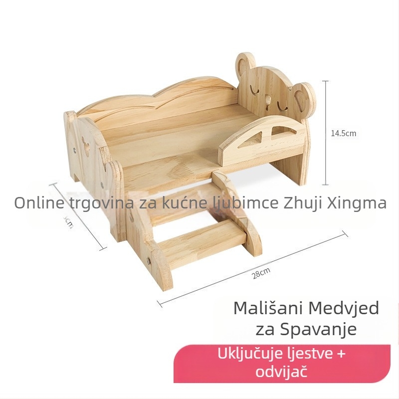 Drveno gnijezdo za kućne ljubimce: zec i zamorac, s ljestvama, za sve sezone