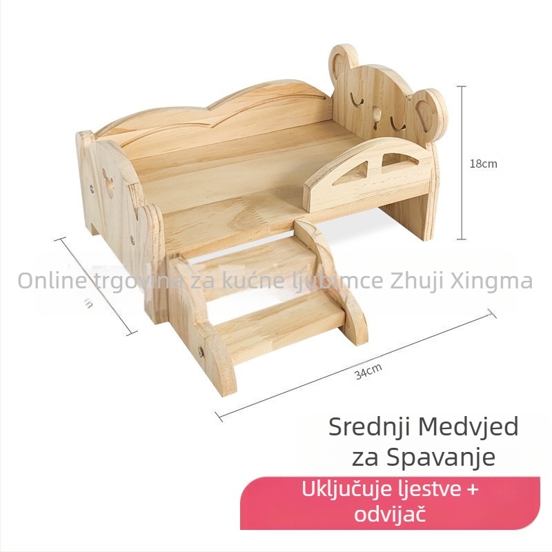 Drveno gnijezdo za kućne ljubimce: zec i zamorac, s ljestvama, za sve sezone