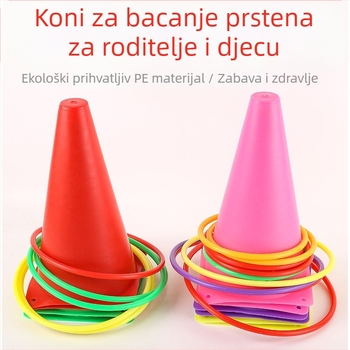 Plastična vanjska igra bacanja prstena s preprekama i košem, razvija koordinaciju ruka-oko, za djecu 7–14 godina.