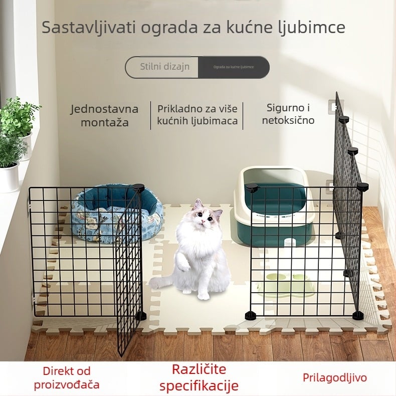 Ograda za kućne ljubimce za unutarnju upotrebu - vrata otporna na mačke, modularna ograda za male i srednje pse, željezna žica, brend Seven, uvoz: Ne