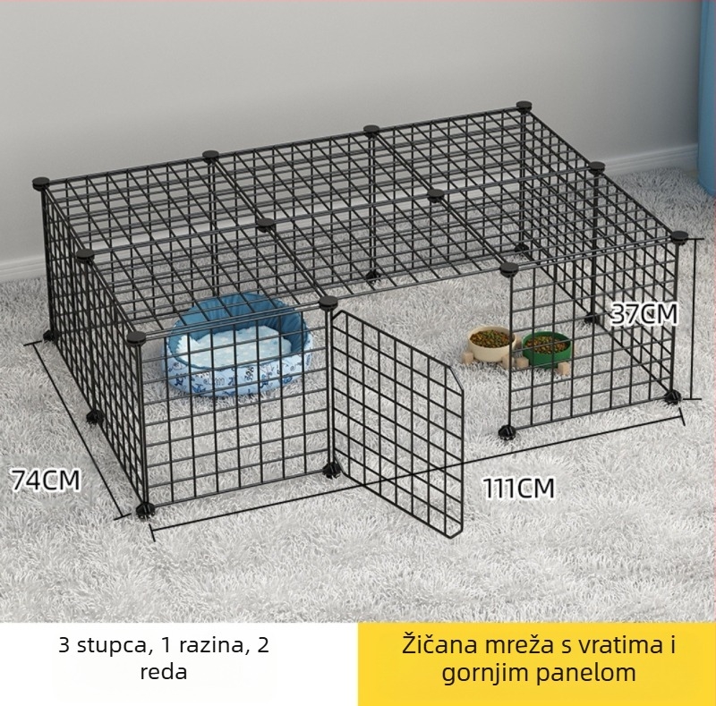 Ograda za kućne ljubimce za unutarnju upotrebu - vrata otporna na mačke, modularna ograda za male i srednje pse, željezna žica, brend Seven, uvoz: Ne