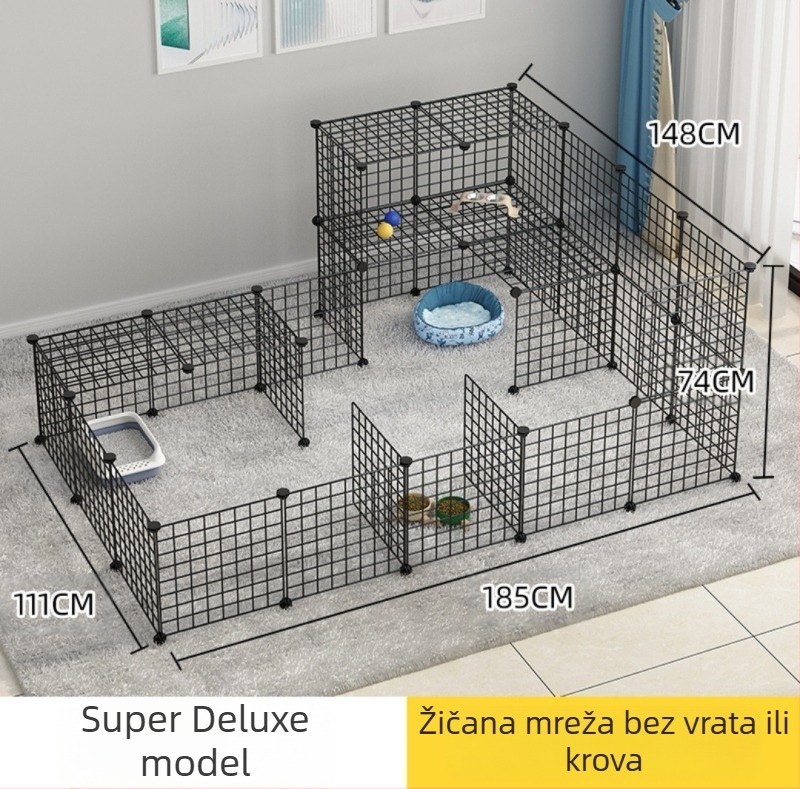 Ograda za kućne ljubimce za unutarnju upotrebu - vrata otporna na mačke, modularna ograda za male i srednje pse, željezna žica, brend Seven, uvoz: Ne