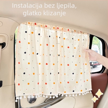 Automobilsko sjenilo za prozore s cvjetnim uzorkom, pamuk tkanina, montaža pomoću usisne čašice, univerzalna prilagodba, zaštita od sunca i izolacija topline