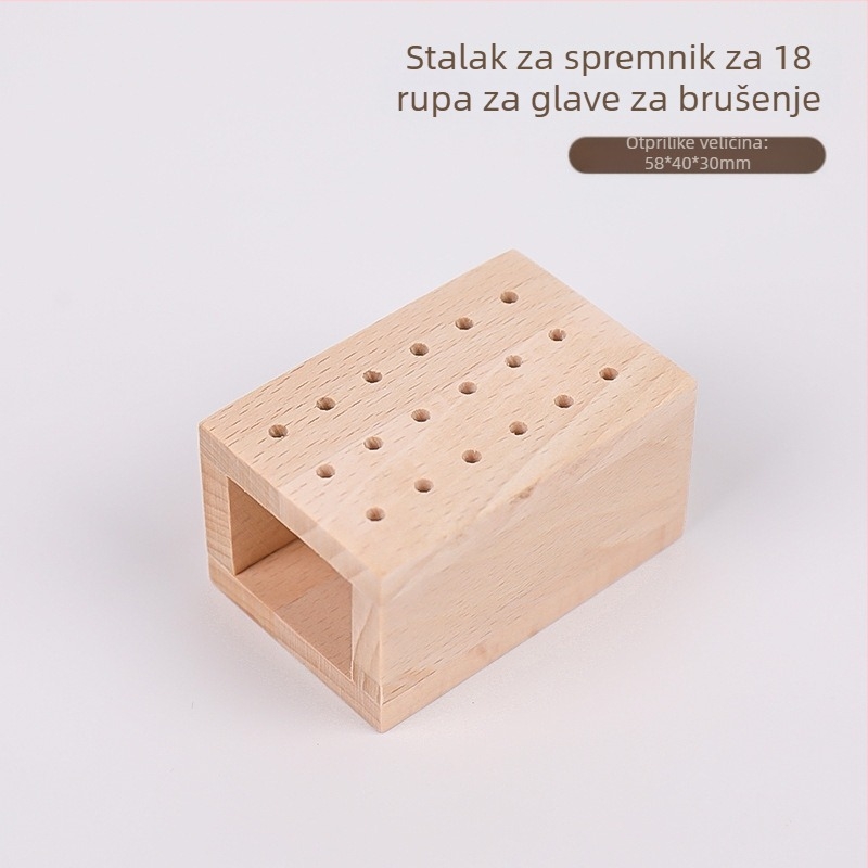 Organizator za manikuru – drveni, japanskog stila, stolni organizator s više rupa za alate za poliranje noktiju