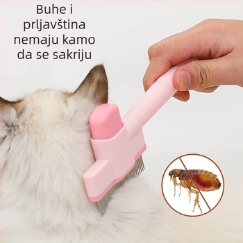 Meow Heart Baby Češalj za kućne ljubimce za mačke i pse — nehrđajući čelik, češalj za buhe s automatskim čišćenjem