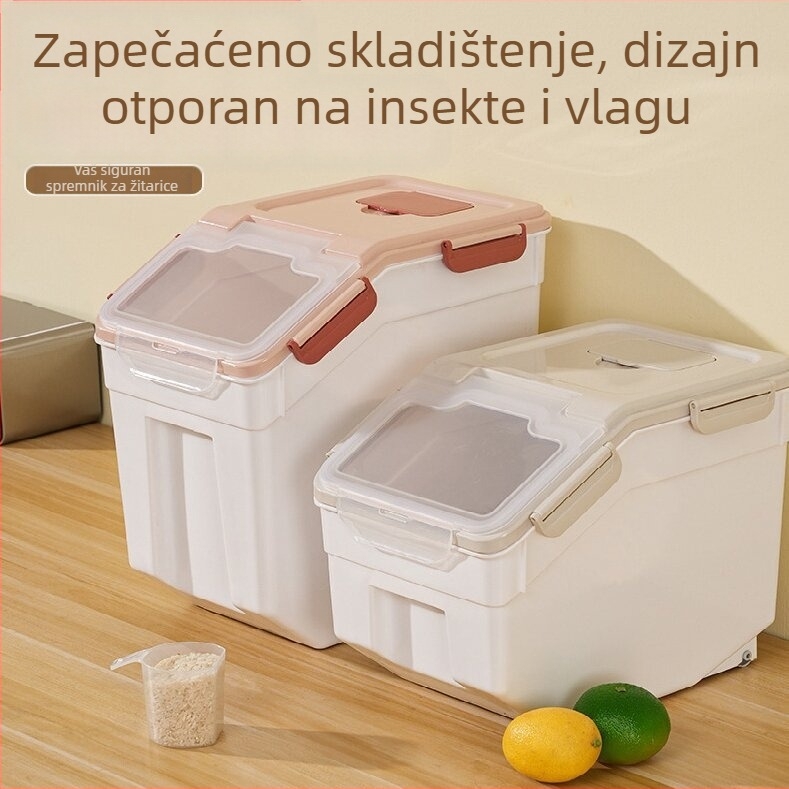 Posuda za rižu za skladištenje • zaštita od vlage i insekata • plast PP • kapacitet više od 10 L • moderan minimalistički stil