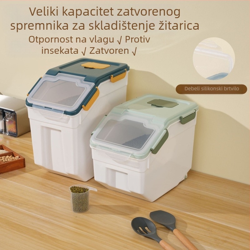 Posuda za rižu za skladištenje • zaštita od vlage i insekata • plast PP • kapacitet više od 10 L • moderan minimalistički stil