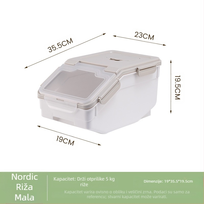 Posuda za rižu za skladištenje • zaštita od vlage i insekata • plast PP • kapacitet više od 10 L • moderan minimalistički stil