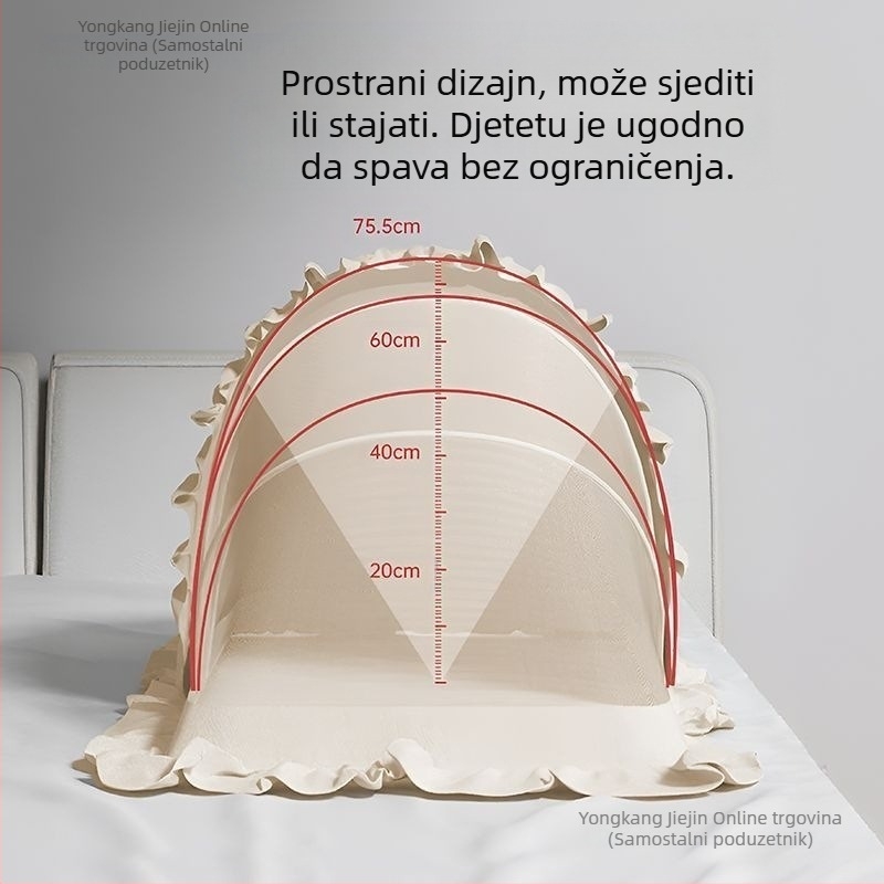Sklopiva mreža za krevet protiv komaraca s fiberglas cijevima, za dojenčad 0–1 godina