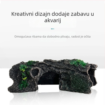 Dekor za akvarij od smole: šuplje drvo s skloništem za ribe i škampe, težina 0.2472 kg