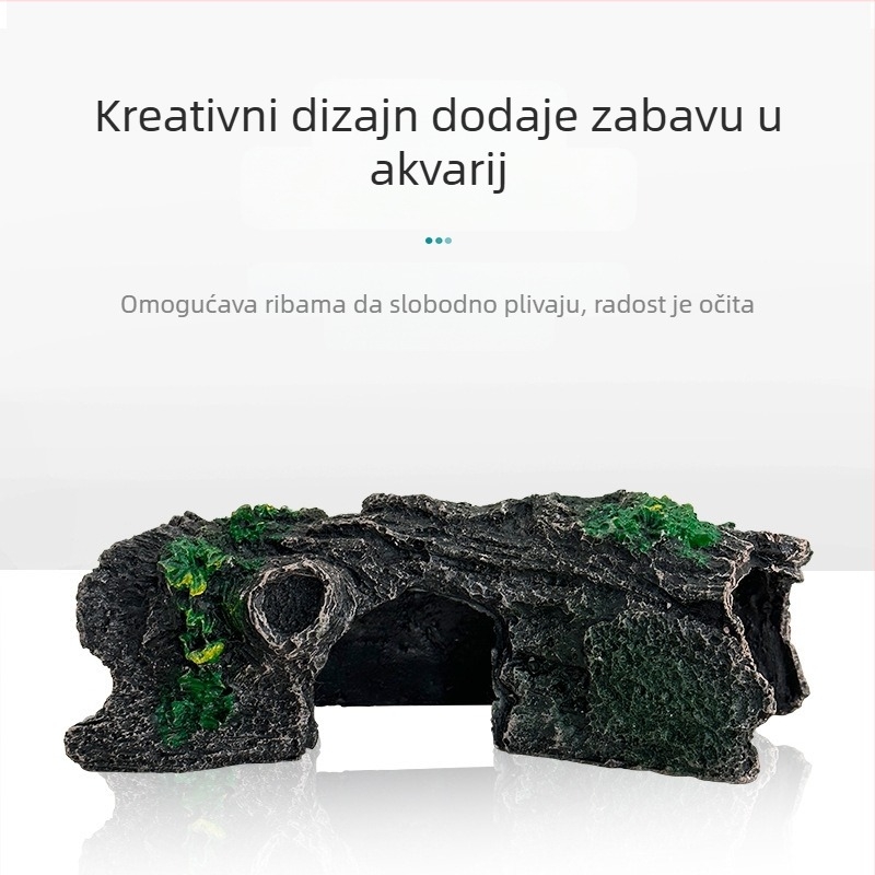 Dekor za akvarij od smole: šuplje drvo s skloništem za ribe i škampe, težina 0.2472 kg