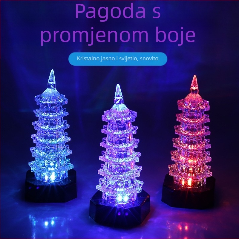 LED svjetleći akrilni pagoda toranj igračka, plastična konstrukcija, namijenjeno dobi 15–35 godina, pakiranje: kutija, 3C kategorija: igračke preko 14 godina