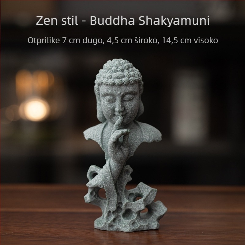 Čajna životinja od pješčenjaka sa zen motivom, figurama Sun Wukonga i Tathagate, dekorativna skulptura za dnevni boravak uz stol za čaj