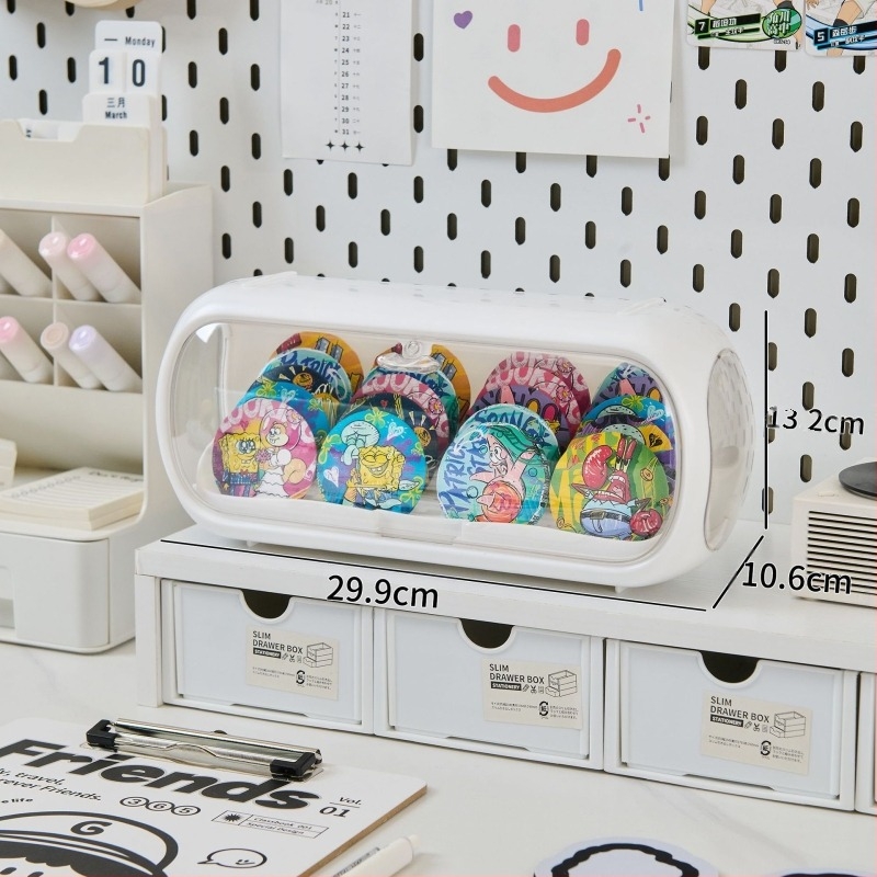 SN3002 stolna kutija za skladištenje — zidni montažni bez bušenja, prašini otporan dizajn kapsule svemira, materijal: plast HIPS+PET (100% novi materijal)