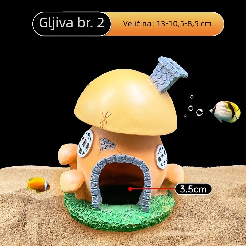 Ukras od smole za akvarij Zamak od školjke za ribe i škampe s rupama za razmnožavanje i skloništa