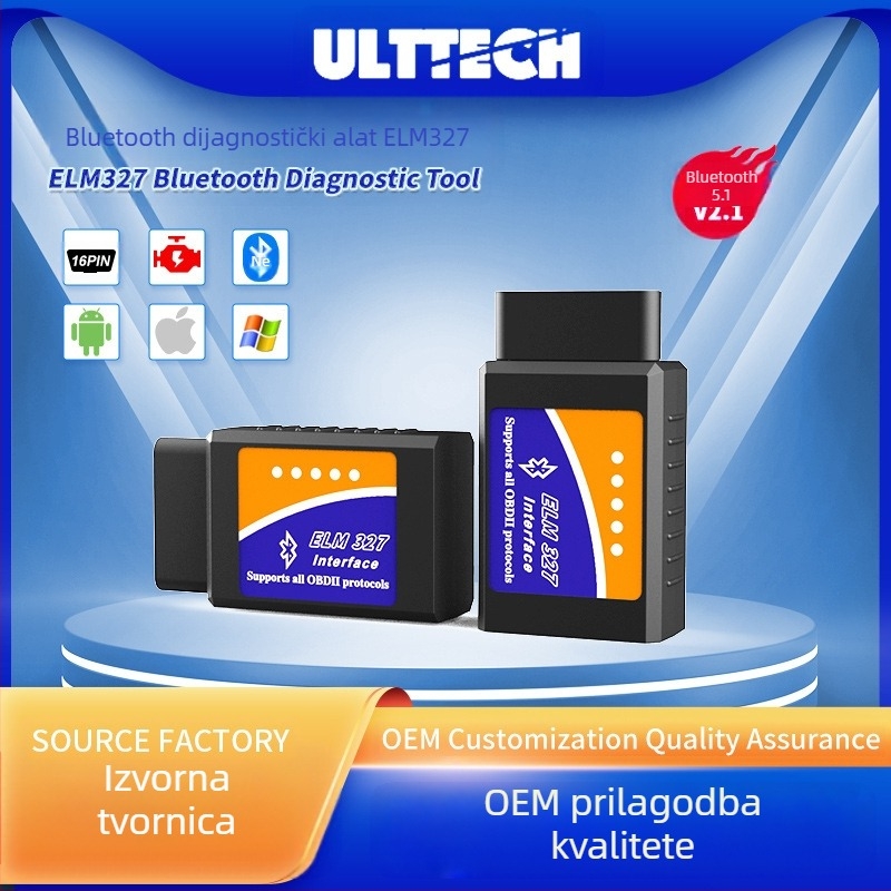 OBD dijagnostički instrument ELM327 V2.1, Bluetooth 5.1, 12V, Model XL-OBDII V2.1, -40°C do 65°C