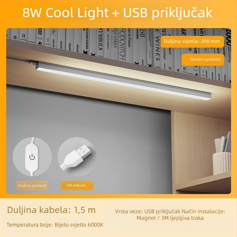 LED stolna lampica za studentski dom, duga LED traka, zaštita očiju pri učenju, USB magnetsko pričvršćivanje