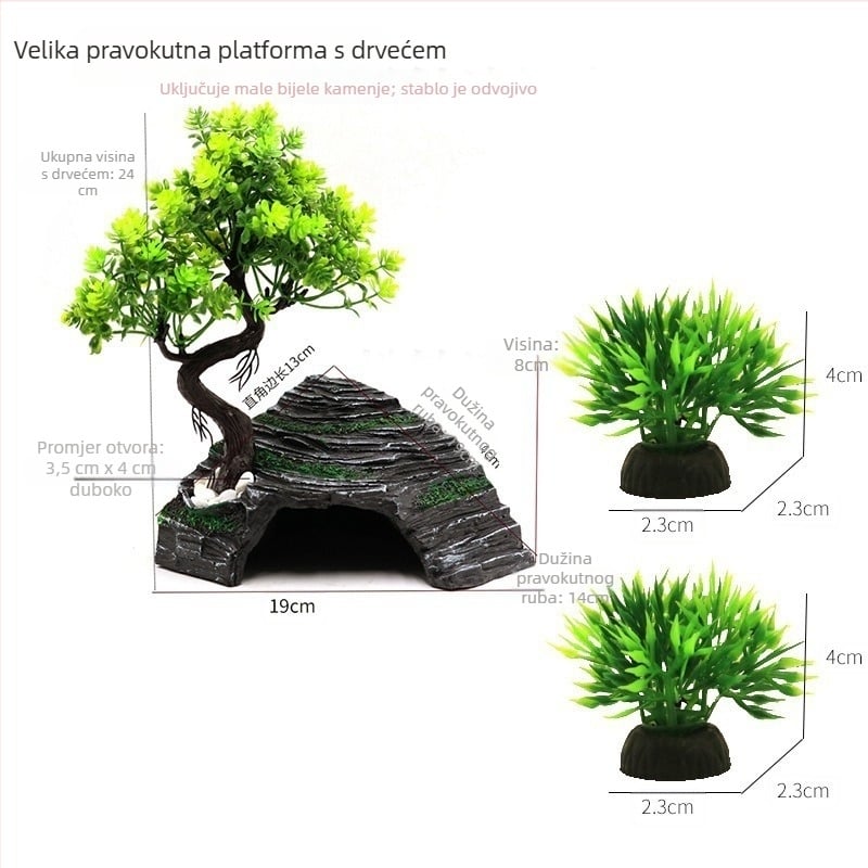 MANU ukras akvarija od smole - pejzaž za gmizavce, dekoracije za akvarij, marka MANU