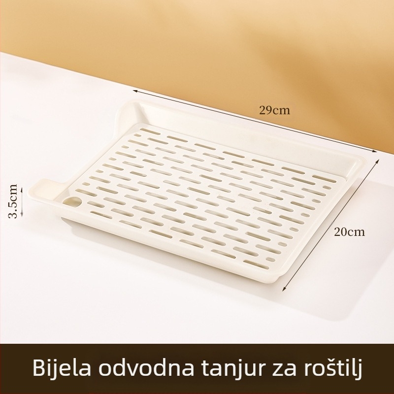 PP kvadratna ploča s mrežom za odvod vode, moguć ispis logotipa na zahtjev, nije sigurna za mikrovalnu, moderni minimalistički stil