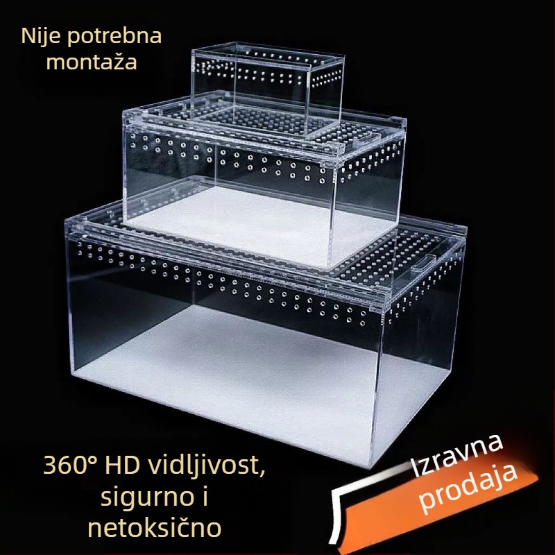 Akrilni integrirani terarij za reptile s otporom na curenje — za zmije, gecko, rogate žabe, pauke i kornjače