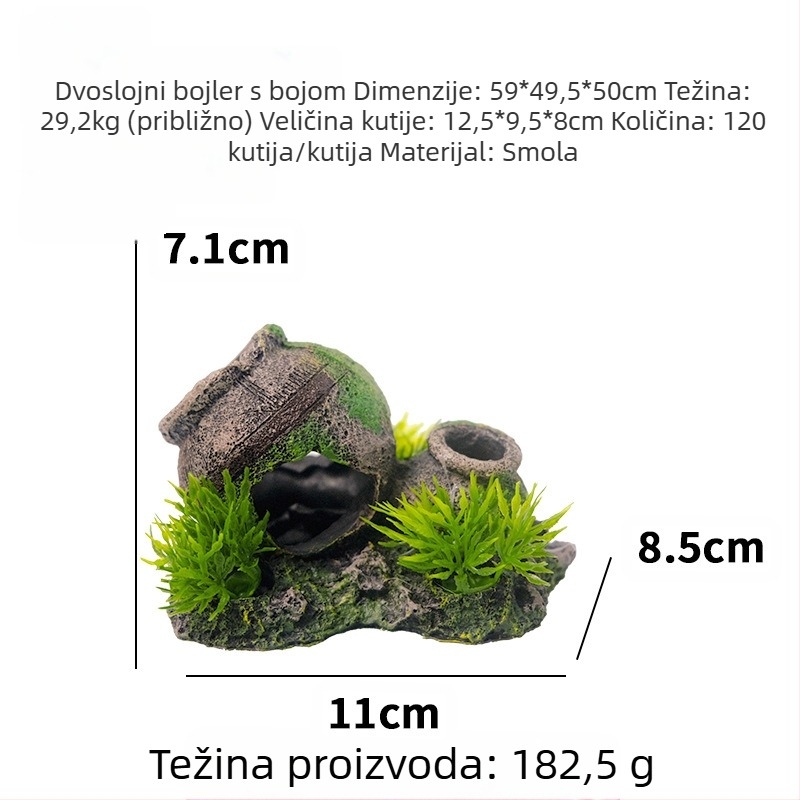 Akvarijski pejzažni viseći ukras – smola, stil istrošenih posuda, dekoracija za akvarij