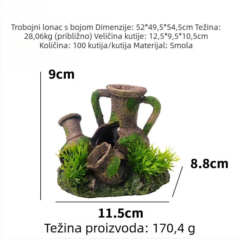 Akvarijski pejzažni viseći ukras – smola, stil istrošenih posuda, dekoracija za akvarij