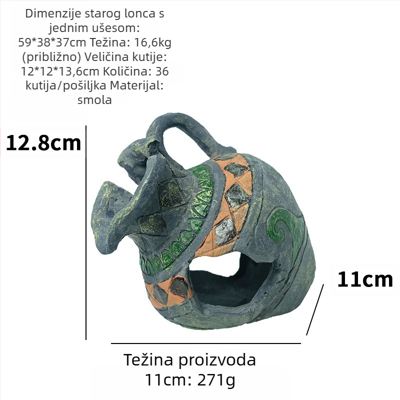 Akvarijski pejzažni viseći ukras – smola, stil istrošenih posuda, dekoracija za akvarij