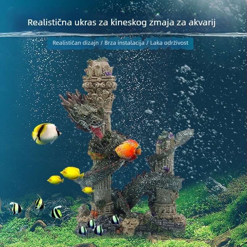 Dekoracija akvarija od smole – stilovi Zmajev stup i Koralno rimski stup, 1 kg, za uređenje akvarija