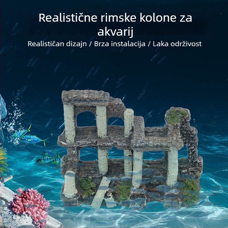 Dekoracija akvarija od smole – stilovi Zmajev stup i Koralno rimski stup, 1 kg, za uređenje akvarija