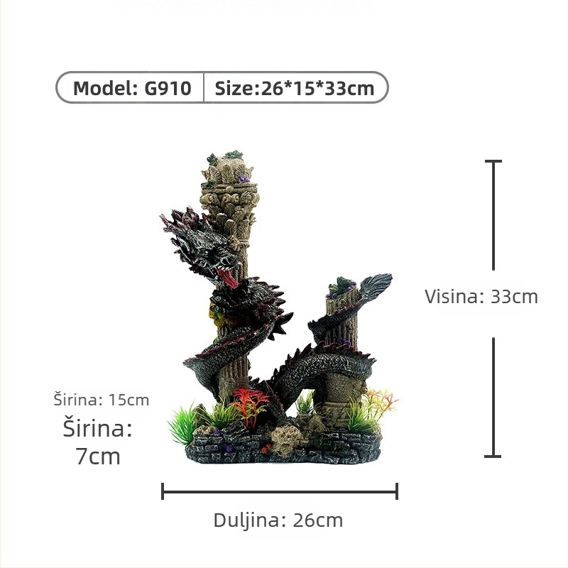 Dekoracija akvarija od smole – stilovi Zmajev stup i Koralno rimski stup, 1 kg, za uređenje akvarija