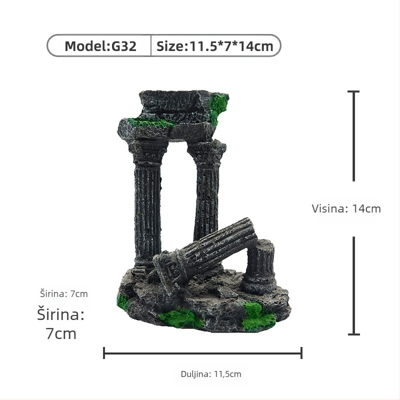 Dekoracija akvarija od smole – stilovi Zmajev stup i Koralno rimski stup, 1 kg, za uređenje akvarija