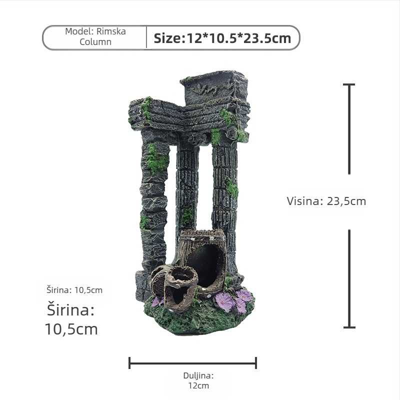 Dekoracija akvarija od smole – stilovi Zmajev stup i Koralno rimski stup, 1 kg, za uređenje akvarija