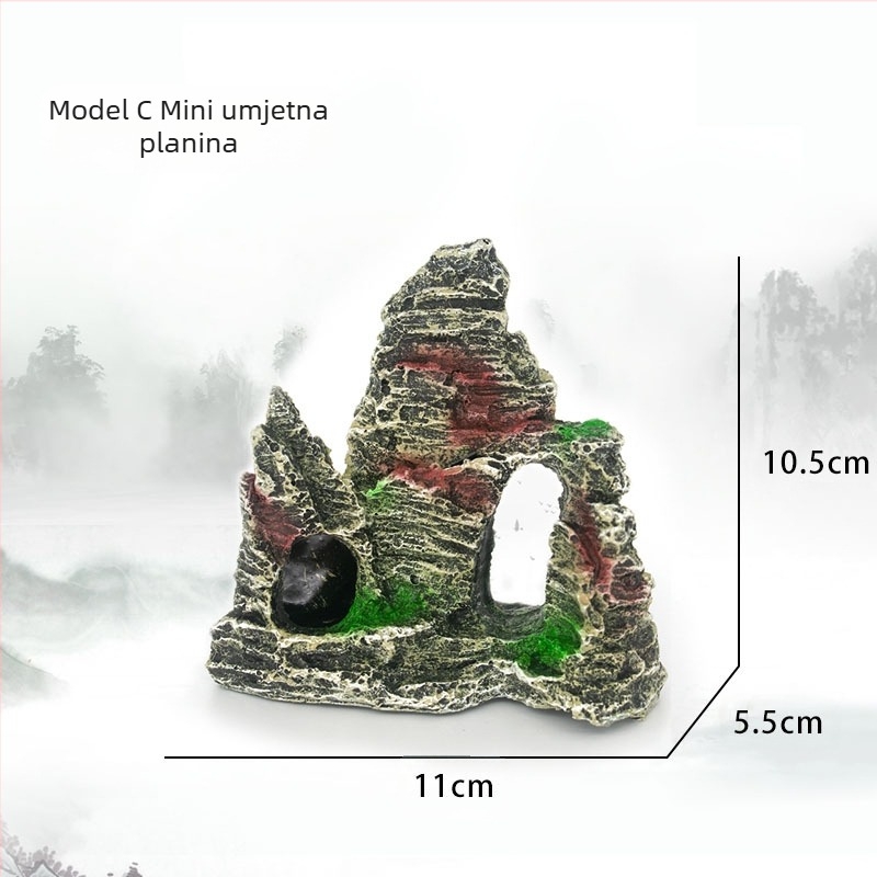 Mini stijena ukras za akvarij od smole — ekološki prihvatljiva smola, jednostavan stil, pejzažni dekor za akvarij, paket 100