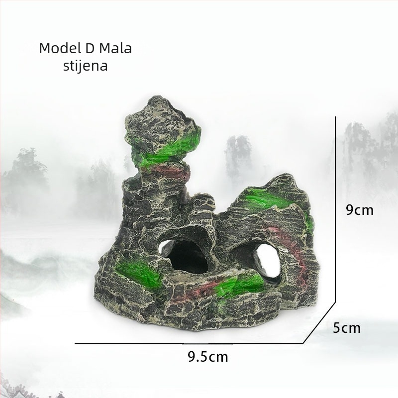 Mini stijena ukras za akvarij od smole — ekološki prihvatljiva smola, jednostavan stil, pejzažni dekor za akvarij, paket 100