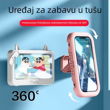 Teleskopska vodootporna kutija za telefon u kupaonici s rotirajućim zaslonom na dodir, zidni držač uz ljepilo ABS+PET