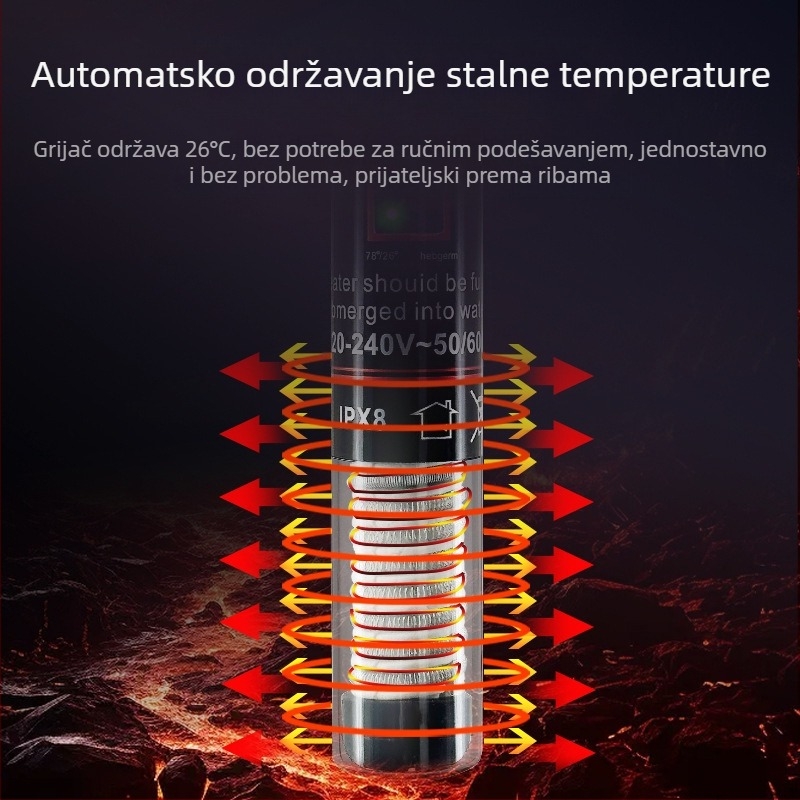 Akvarijska grijač štap s automatskom regulacijom temperature, snaga 10W/25W/50W/75W