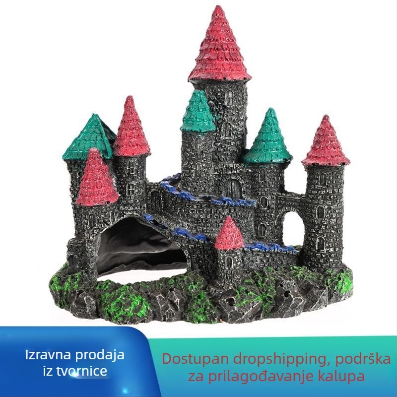 Dekoracija akvarija – Zamak od smole, materijal: smola; namjena: ukrašavanje akvarija; težina približno 260 g