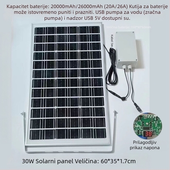 Solarni panel za vanjsku upotrebu s dvostrukim USB izlazom, regulirani izlaz 5V/12V DC za pohranu energije