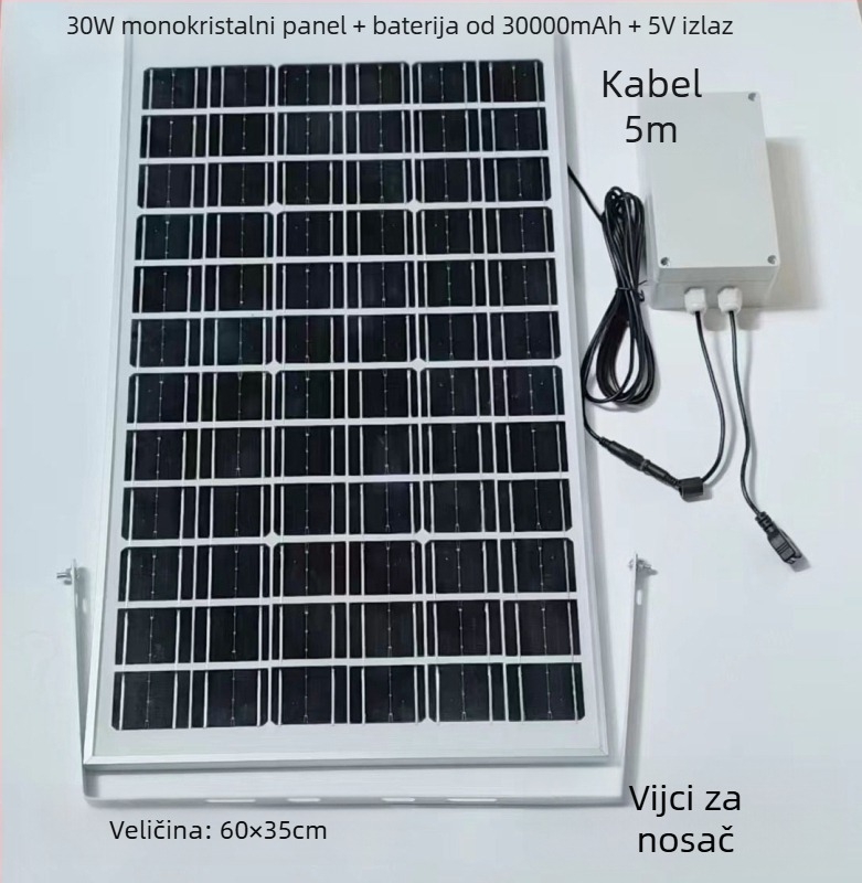 Solarni panel za vanjsku upotrebu s dvostrukim USB izlazom, regulirani izlaz 5V/12V DC za pohranu energije
