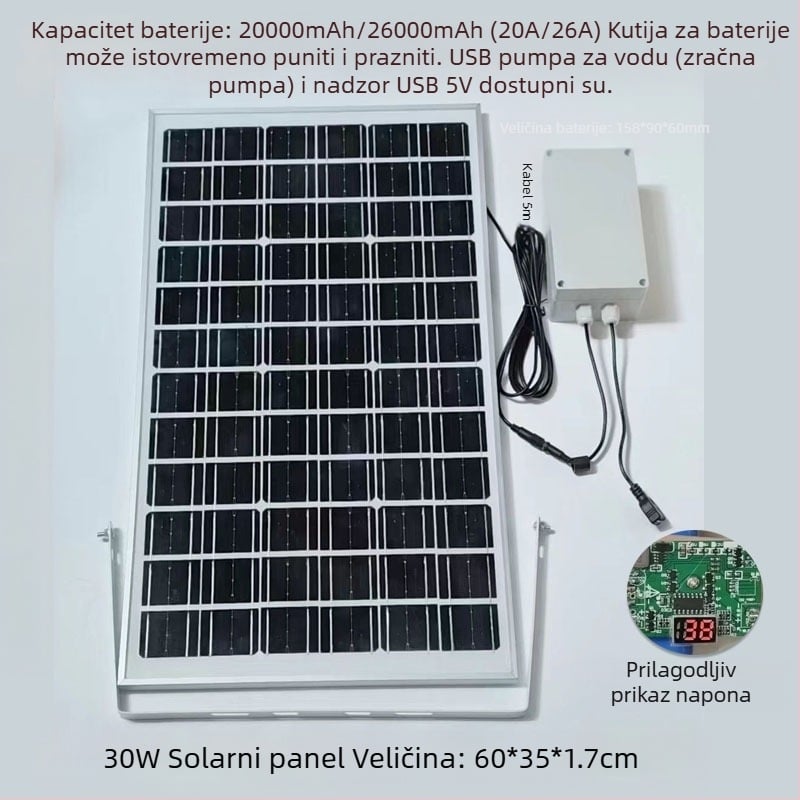 Solarni panel za vanjsku upotrebu s dvostrukim USB izlazom, regulirani izlaz 5V/12V DC za pohranu energije