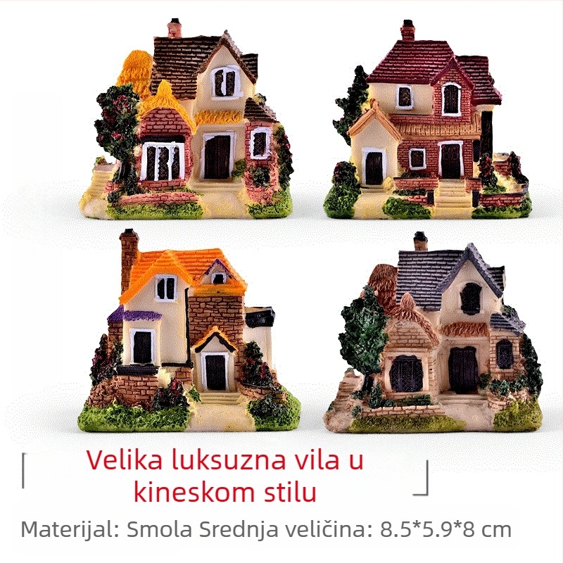 Smolasti mikro-krajolik sa sukulentima, dekorativna bonsai figura i model simulacije