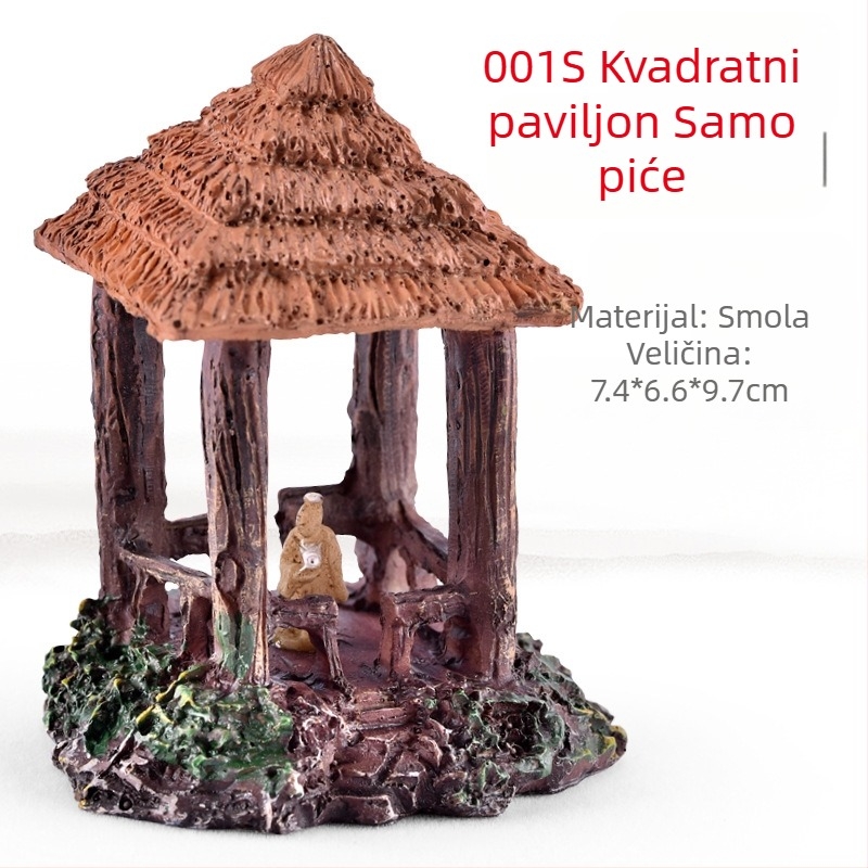 Smolasti mikro-krajolik sa sukulentima, dekorativna bonsai figura i model simulacije