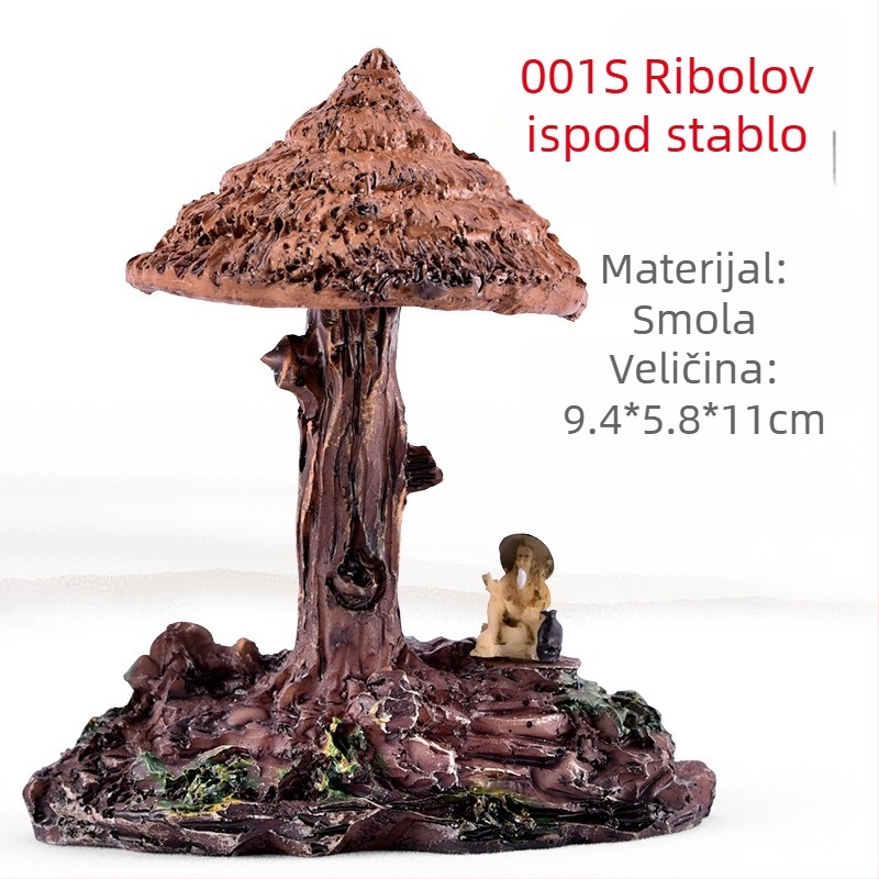 Smolasti mikro-krajolik sa sukulentima, dekorativna bonsai figura i model simulacije
