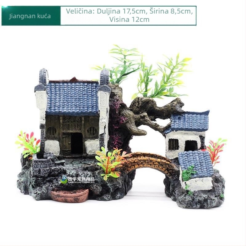 Dekorativni akvarij od smole – realističan rockery krajolik; Materijal: smola; Funkcija: dekoracija akvarija; Težina: oko 1 kg; Set: 1 kom