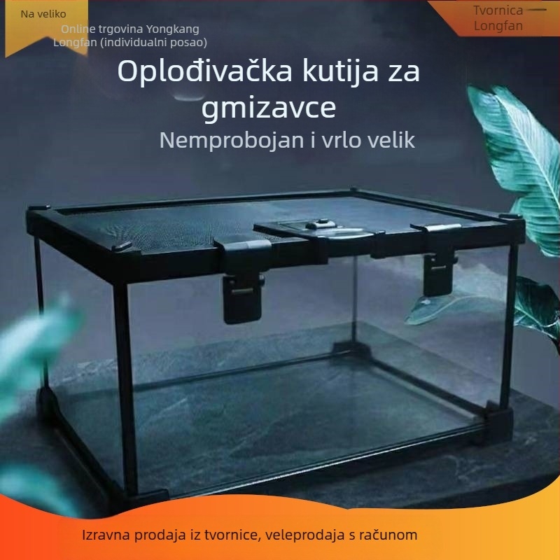 Staklena terarij s poklopcem za arborealne reptile, prašumski ekosustav, kutija za uzgoj gekona