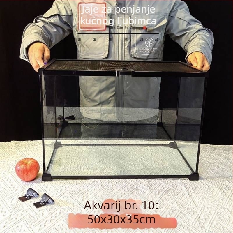 Staklena terarij s poklopcem za arborealne reptile, prašumski ekosustav, kutija za uzgoj gekona