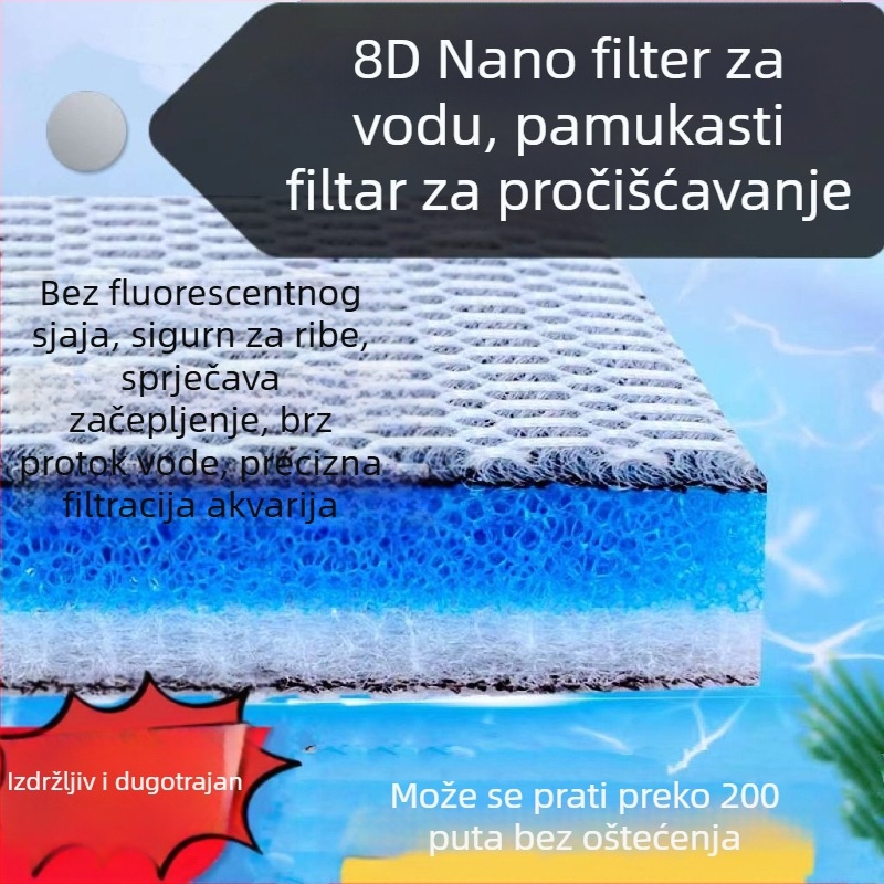 Filter pamuk za akvarij - bez ljepila, periva, visoka gustoća, 8D filter pamuk