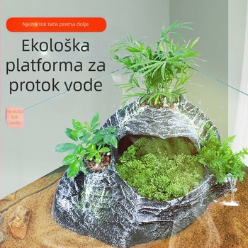 Platforma za kornjače za sunčanje i penjanje s skrivenom špiljom – materijal: smola; dizajn krajolika; marka Barbarous Growth