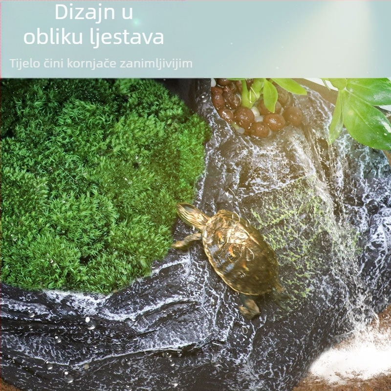 Platforma za kornjače za sunčanje i penjanje s skrivenom špiljom – materijal: smola; dizajn krajolika; marka Barbarous Growth